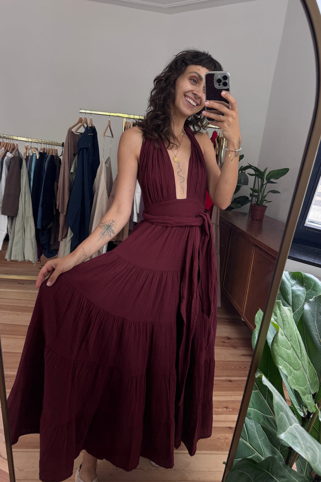 Calista Kleid weinrot
