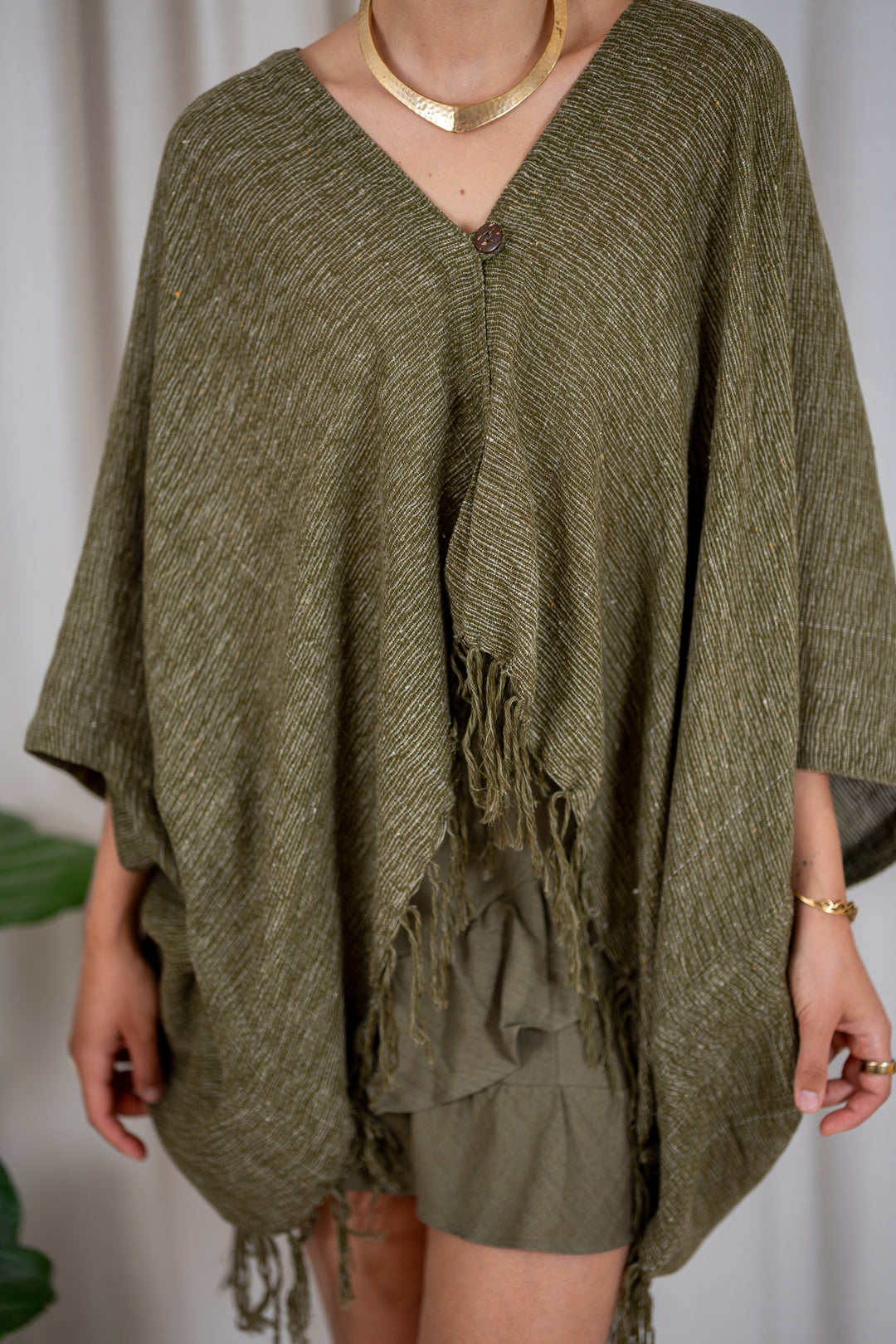 Alva Poncho - handgewebte Baumwolle