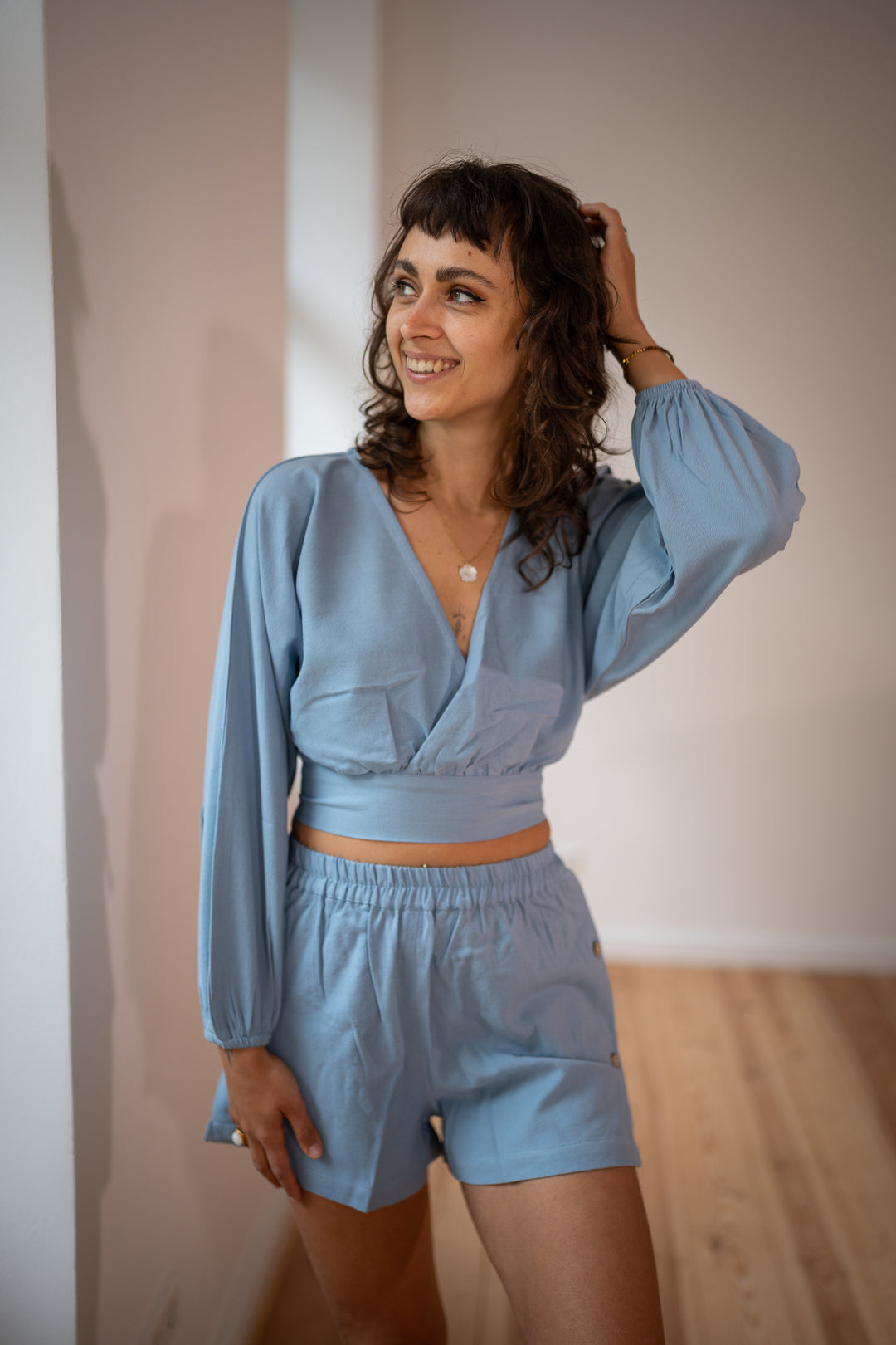 Diana Wickelbluse - handgewebte Baumwolle & Bambus