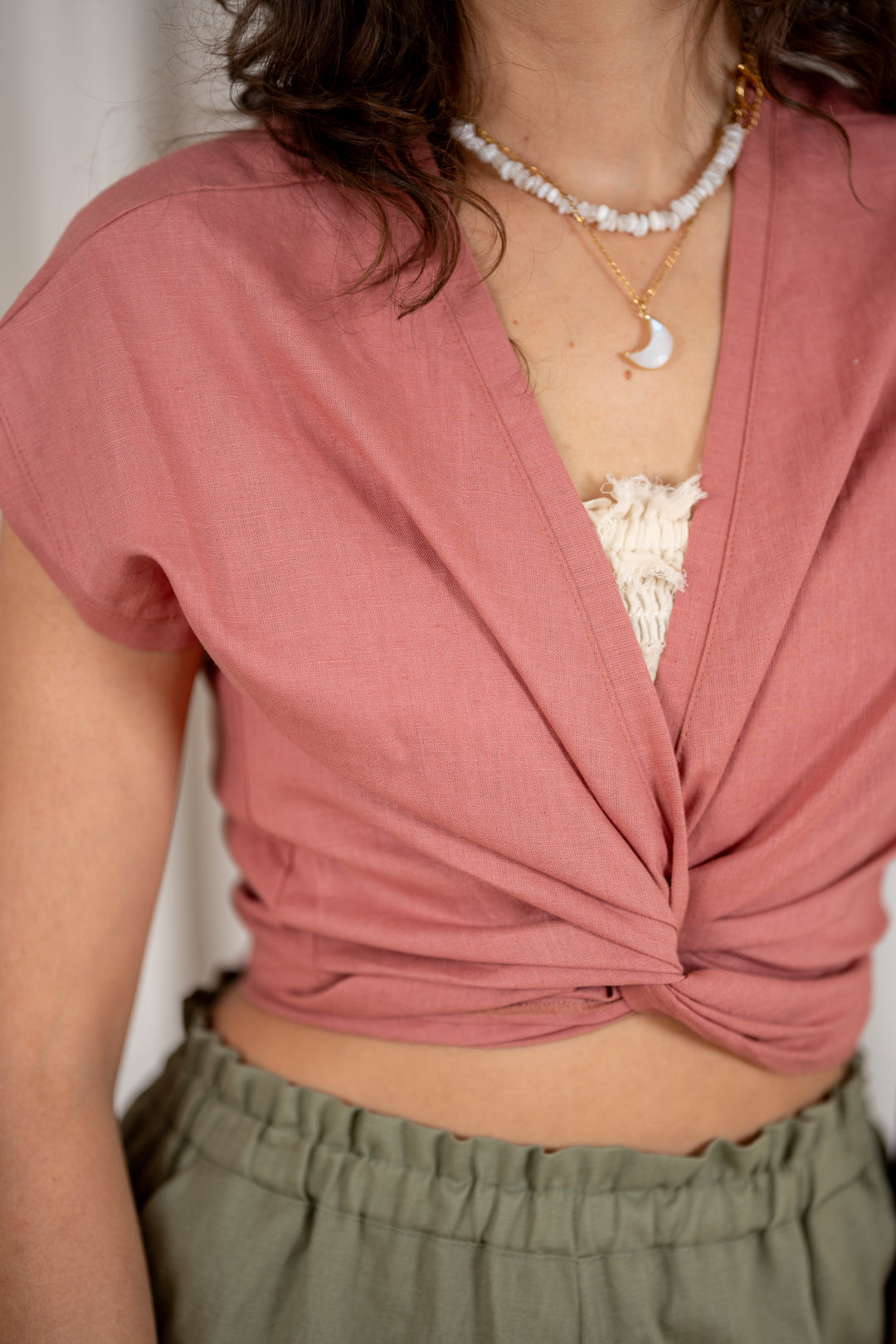Mae Wrap Top made of 100% Linen
