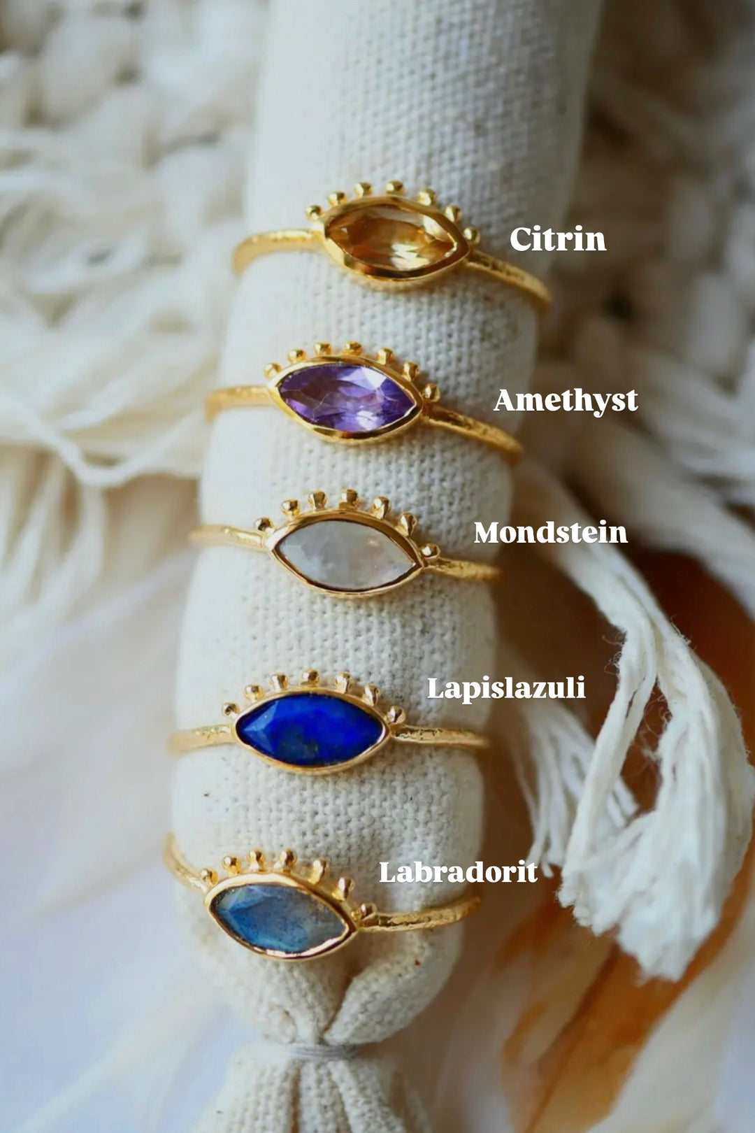 Iris Moonstone &amp; Labradorite Ring