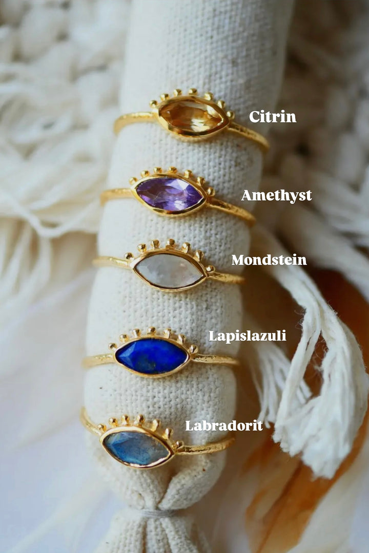 Iris Moonstone &amp; Labradorite Ring