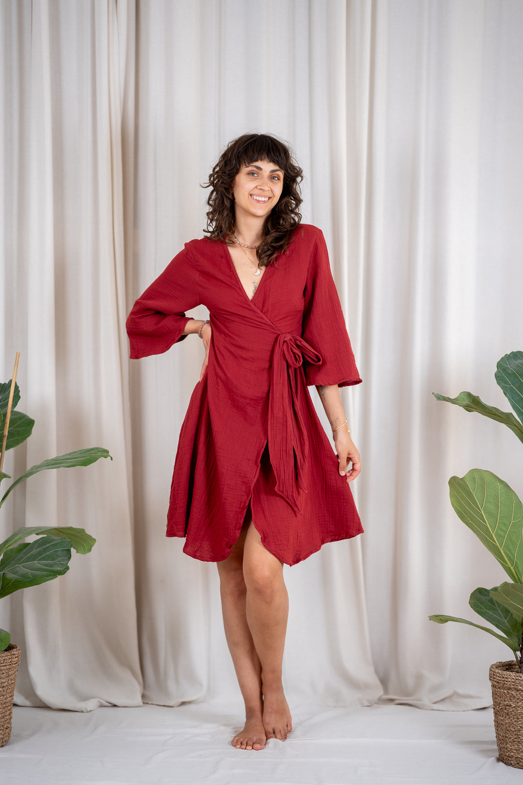 Flora Musselin Wickelkleid