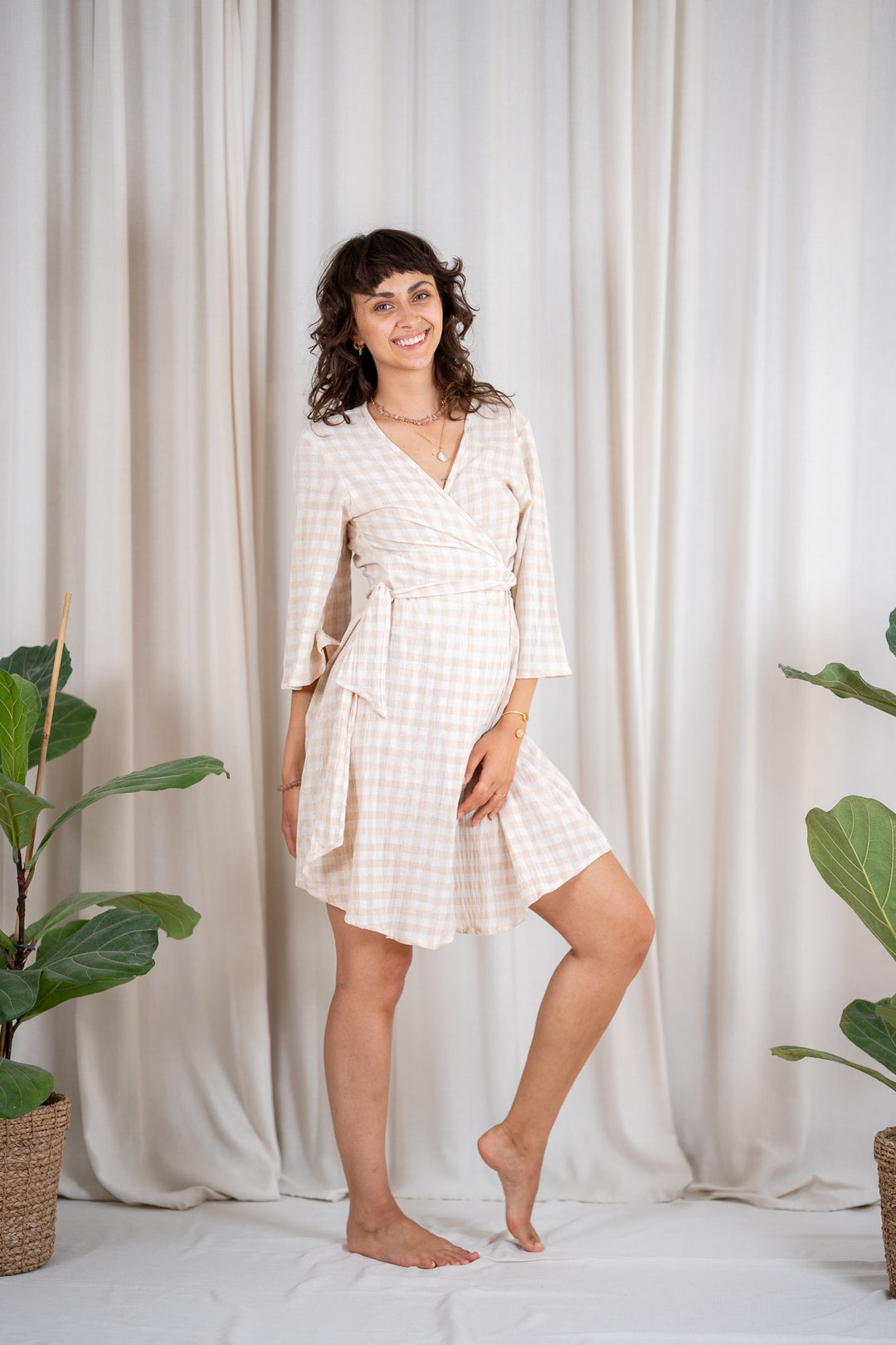 Flora Wickelkleid mit Leinen