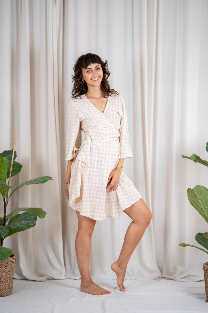 Flora Wickelkleid mit Leinen