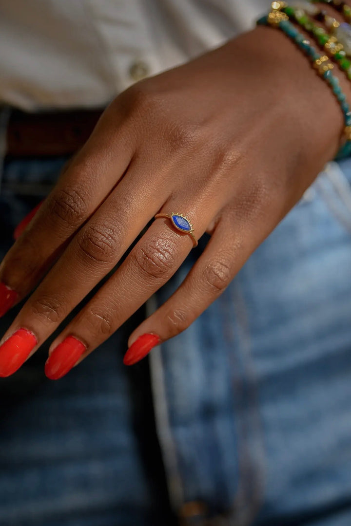 Iris Moonstone &amp; Labradorite Ring