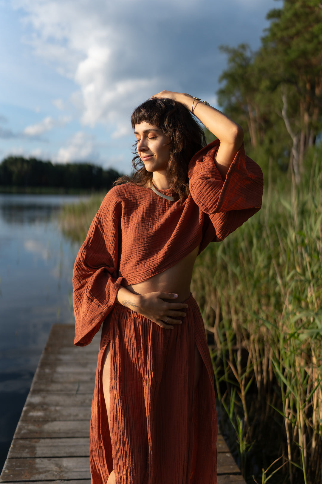Levana muslin wrap top 