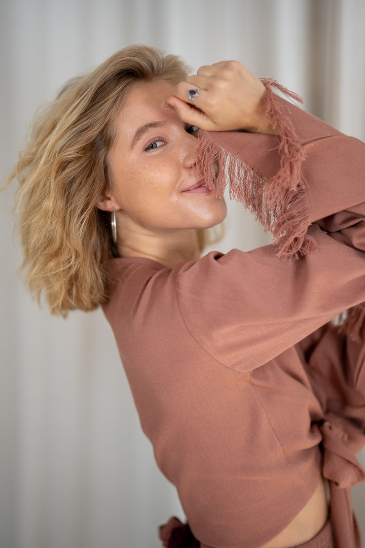 Cassia Wickeltop mit Fransen