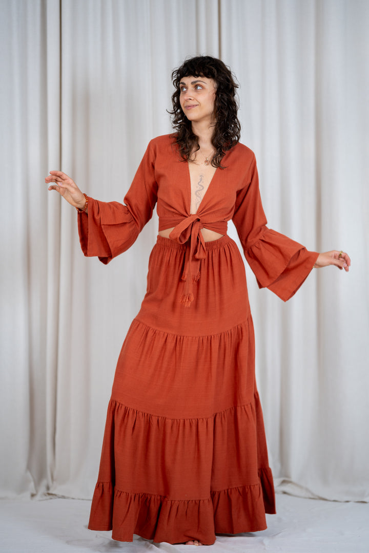 Lilly Wickelbluse mit Trompetenärmeln
