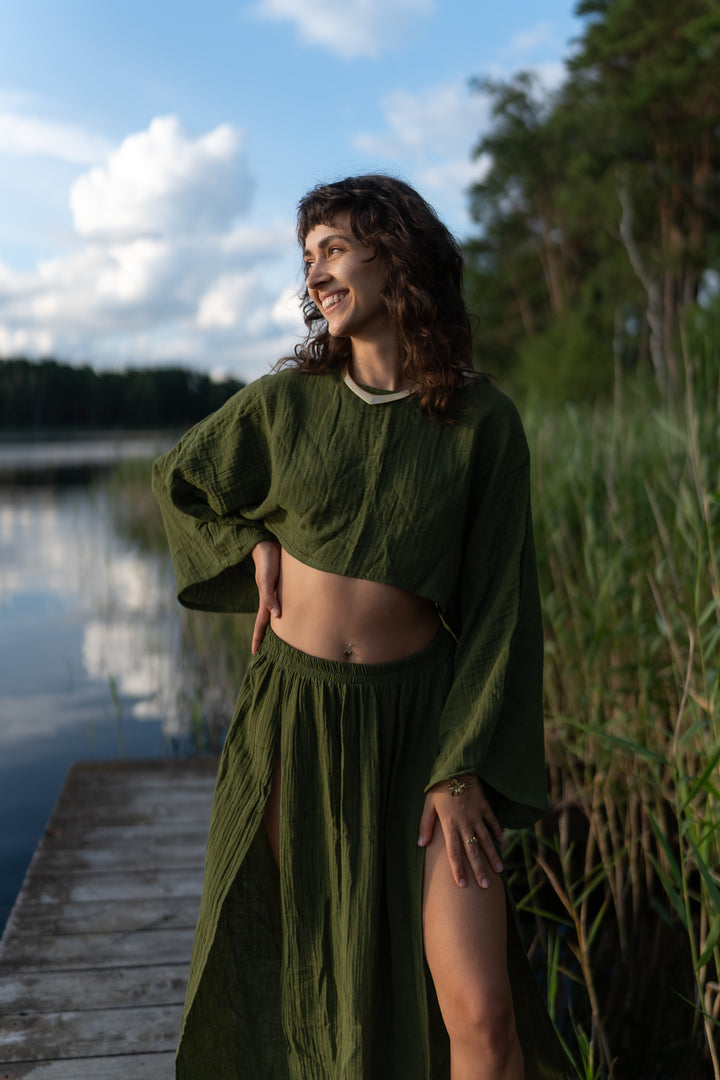 Levana muslin wrap top 