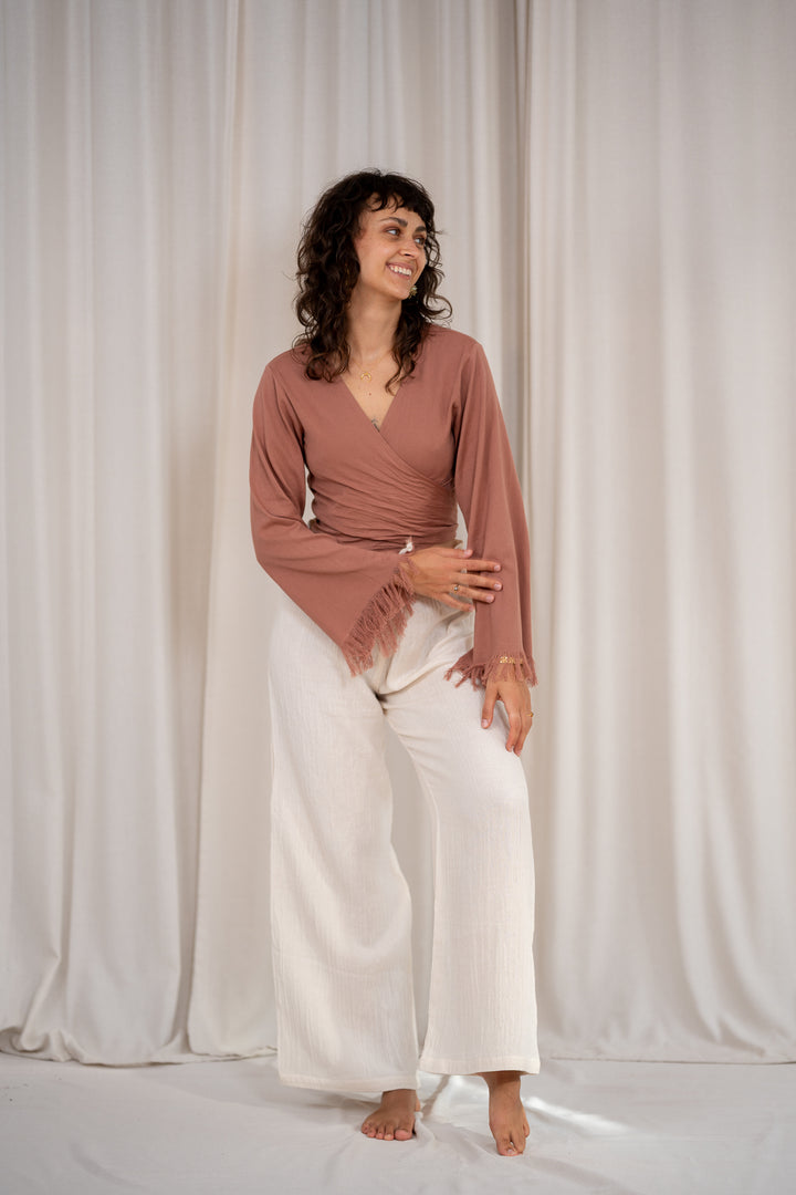 Cassia Wickeltop mit Fransen