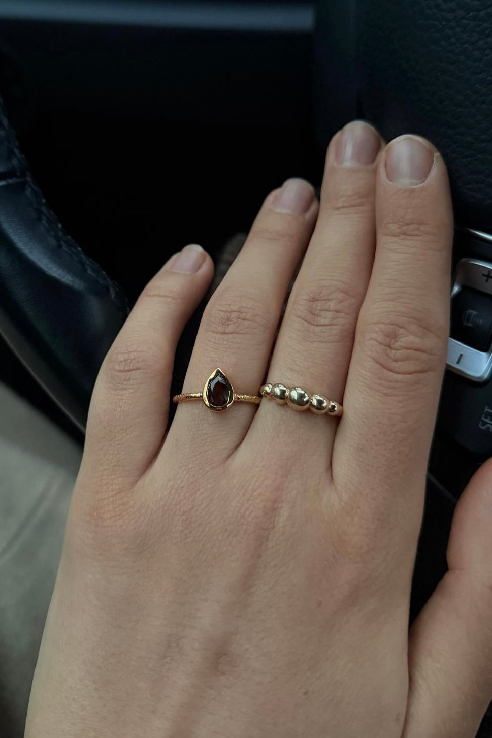 Tropfen Ring - Amethyst und Rauchquarz