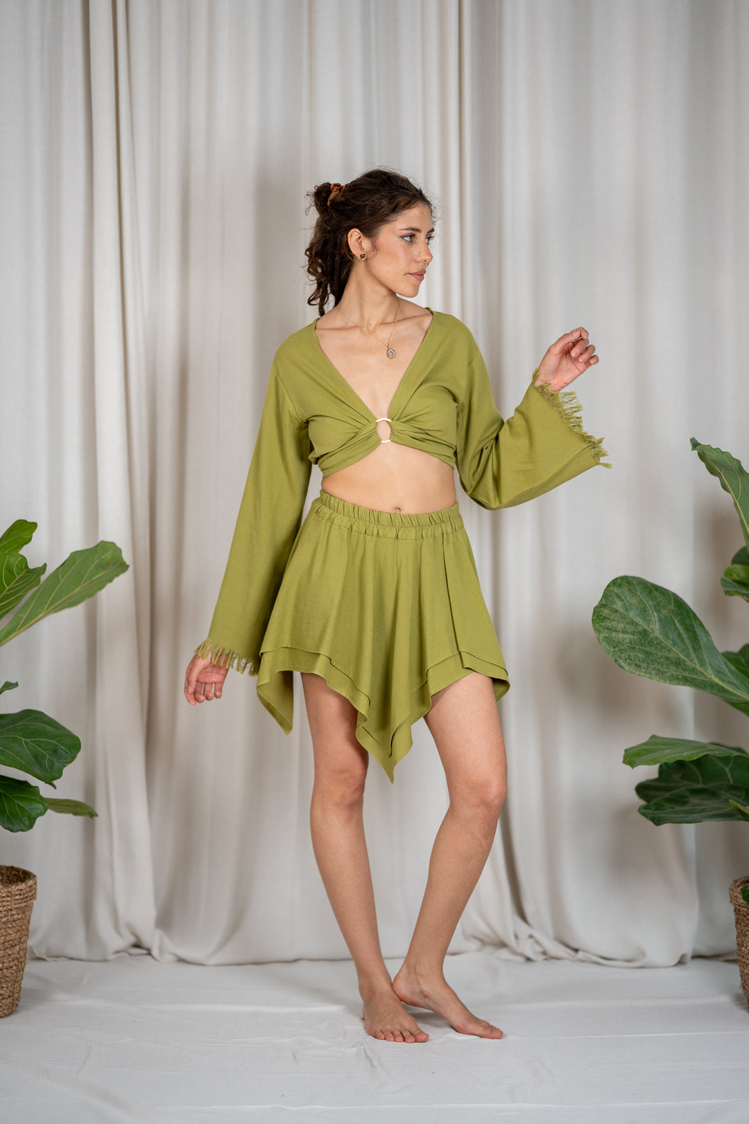 Cassia Wickeltop mit Fransen