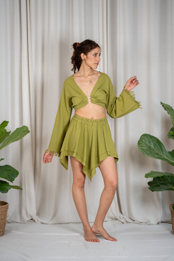 Cassia Wickeltop mit Fransen