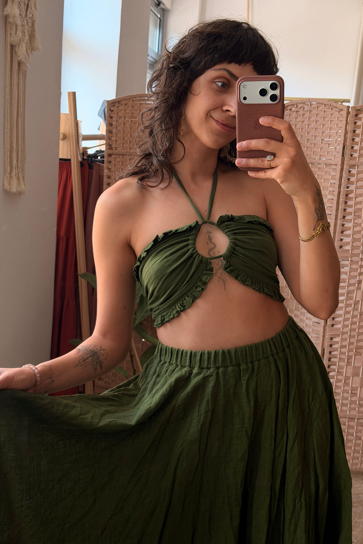Halterneck Top with Ruffles