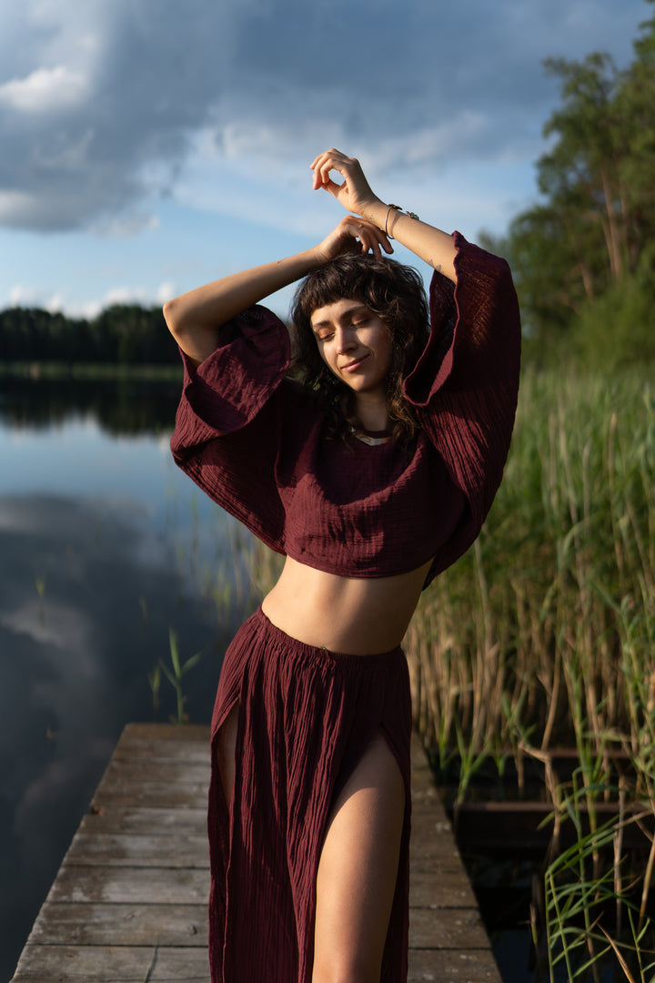 Levana muslin wrap top 