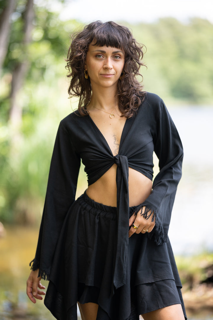 Cassia Wickeltop mit Fransen