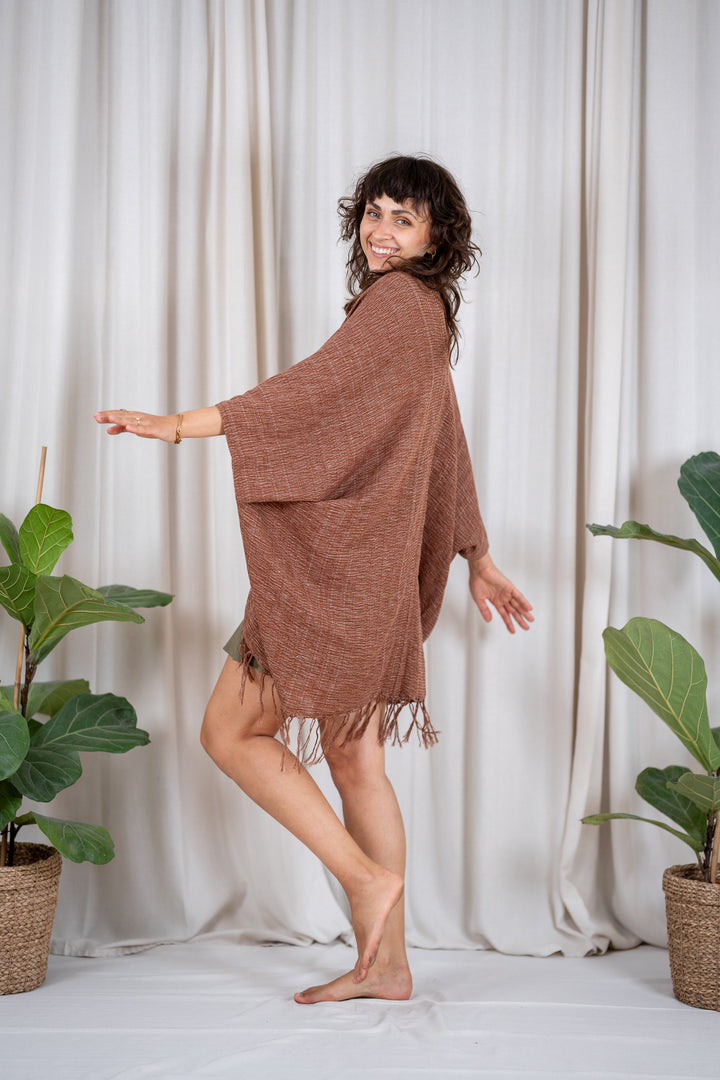 Alva Poncho - handgewebte Baumwolle