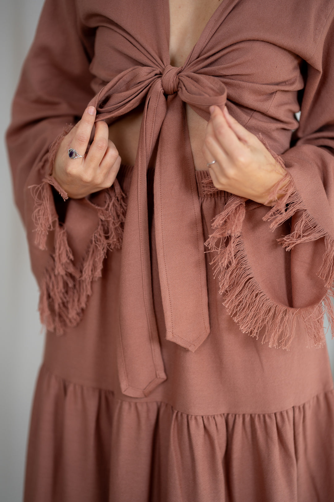 Cassia Wickeltop mit Fransen