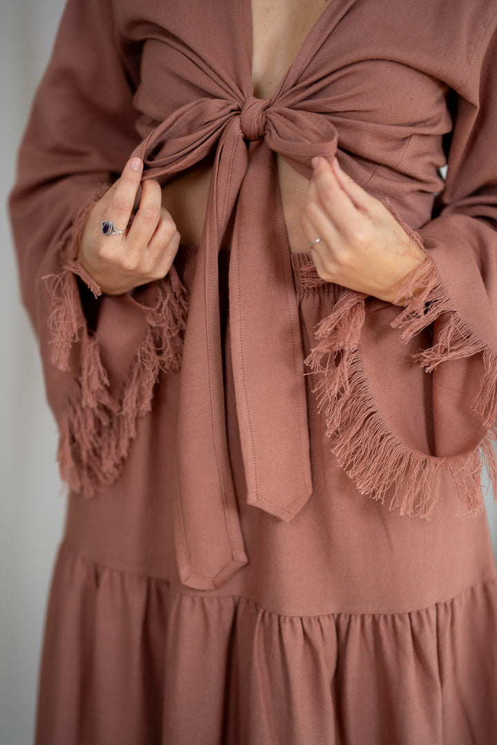 Cassia Wickeltop mit Fransen