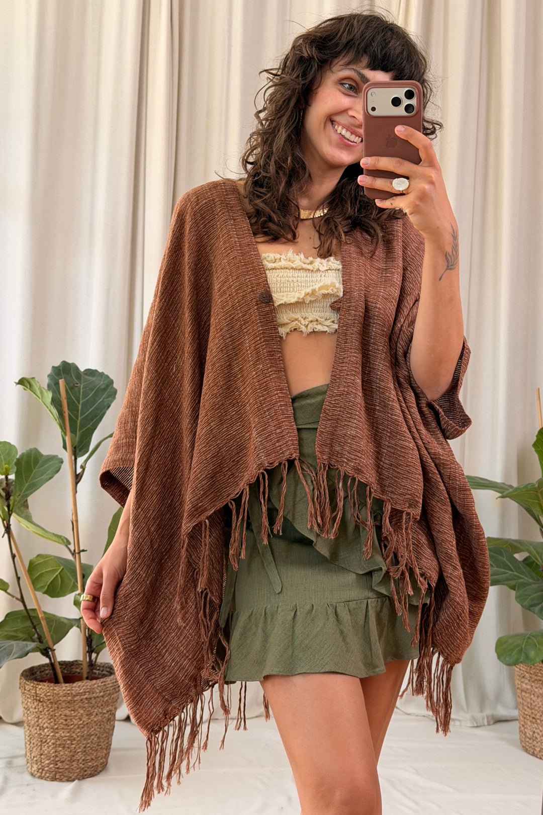 Alva Poncho - handgewebte Baumwolle