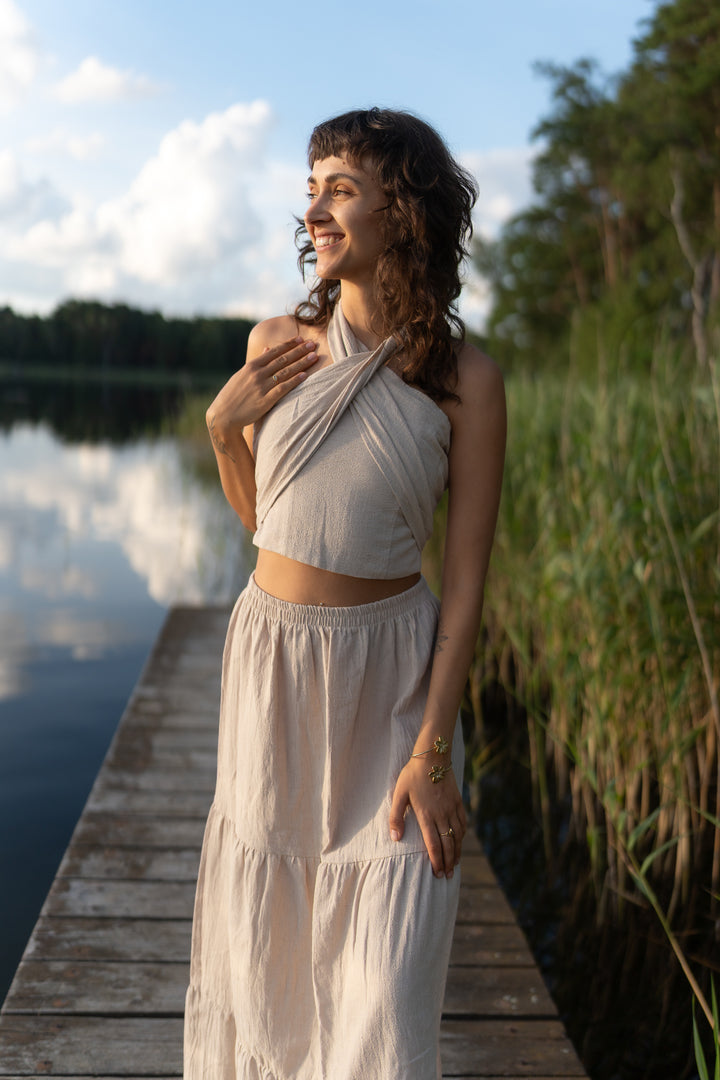 Lunara Leinen Wickeltop