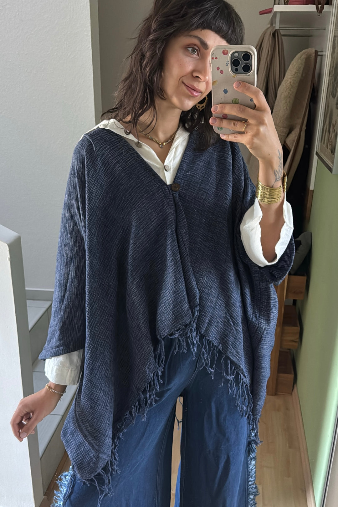 Alva Poncho made of handwoven Cotton
