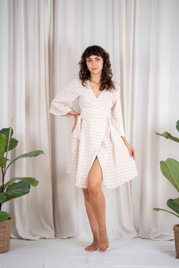 Flora Wickelkleid mit Leinen