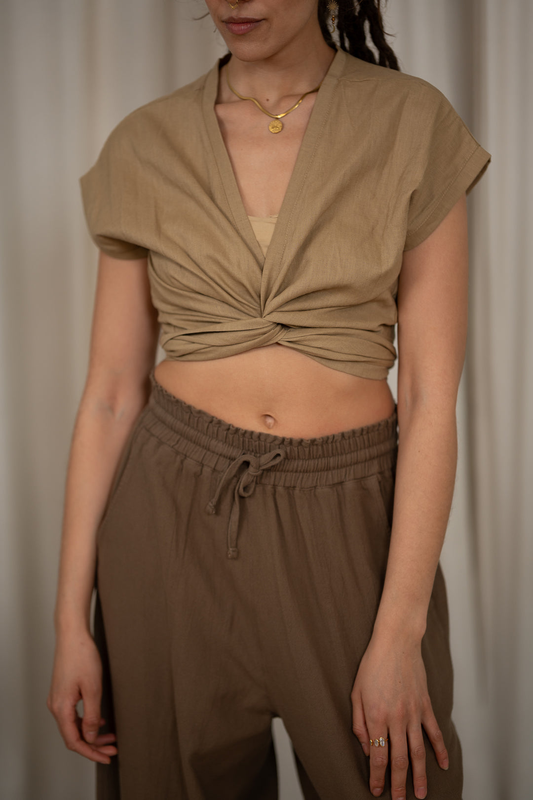 Mae Wrap Top made of 100% Linen