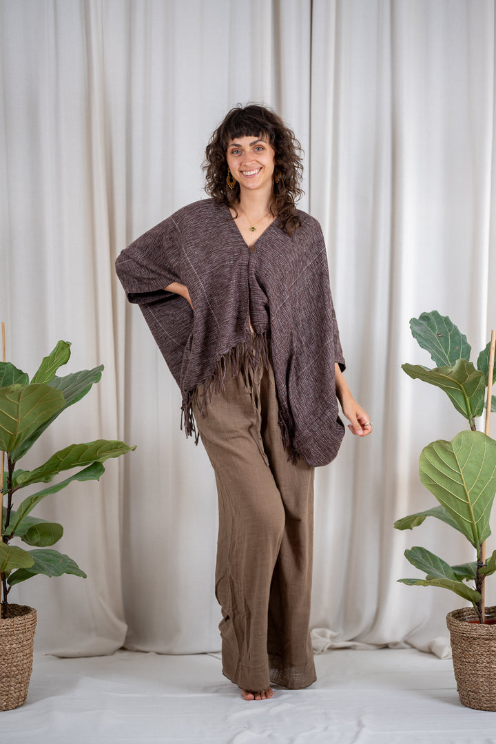 Alva Poncho made of handwoven Cotton