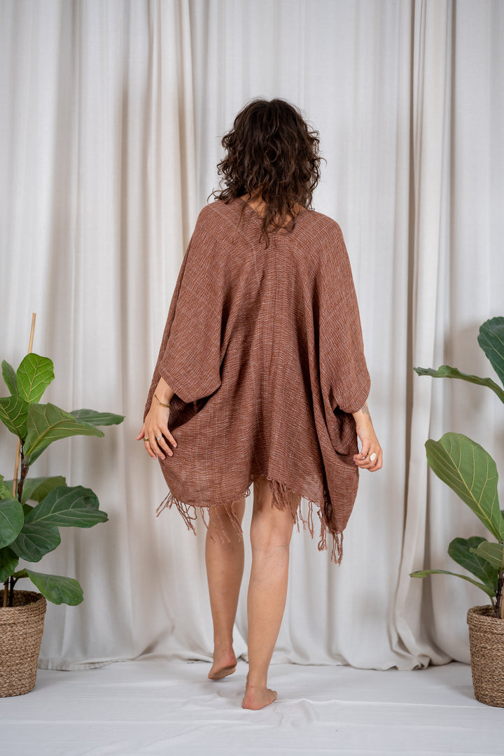 Alva Poncho - handgewebte Baumwolle