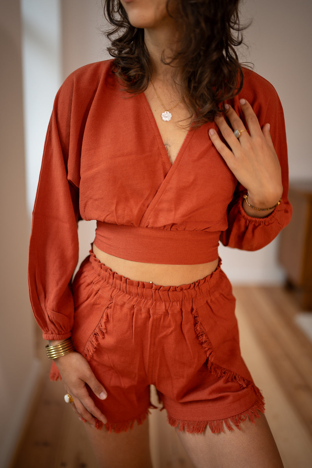 Diana Wickelbluse - handgewebte Baumwolle & Bambus