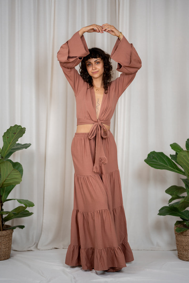 Lilly Wickelbluse mit Trompetenärmeln