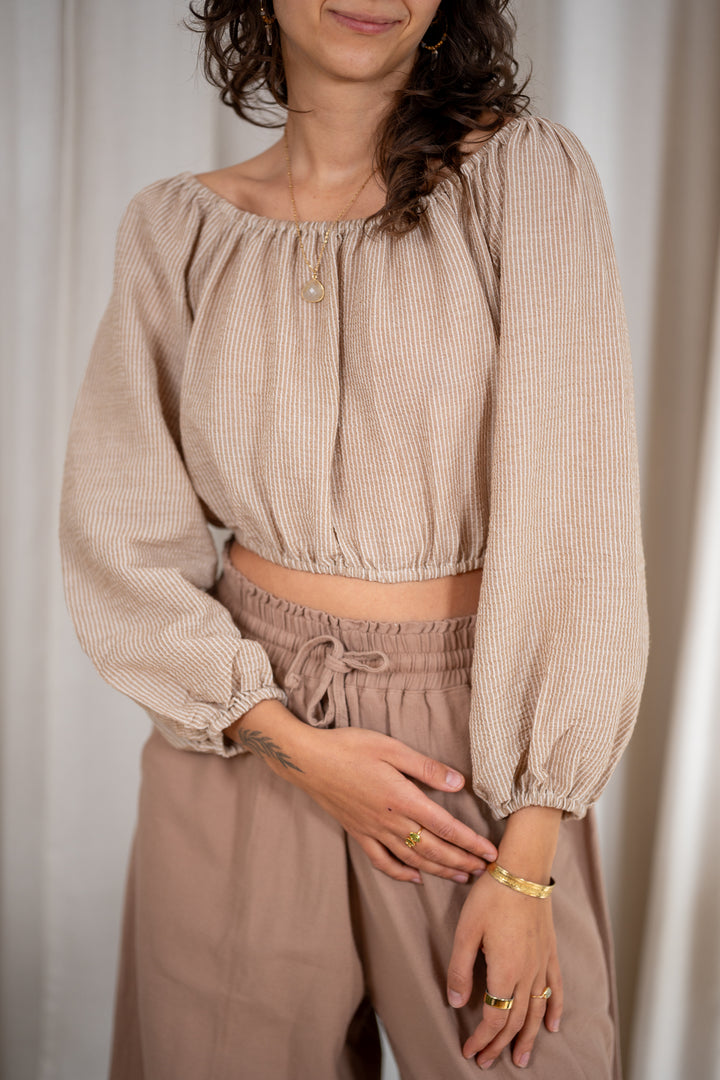 Laura Bluse mit Leinen