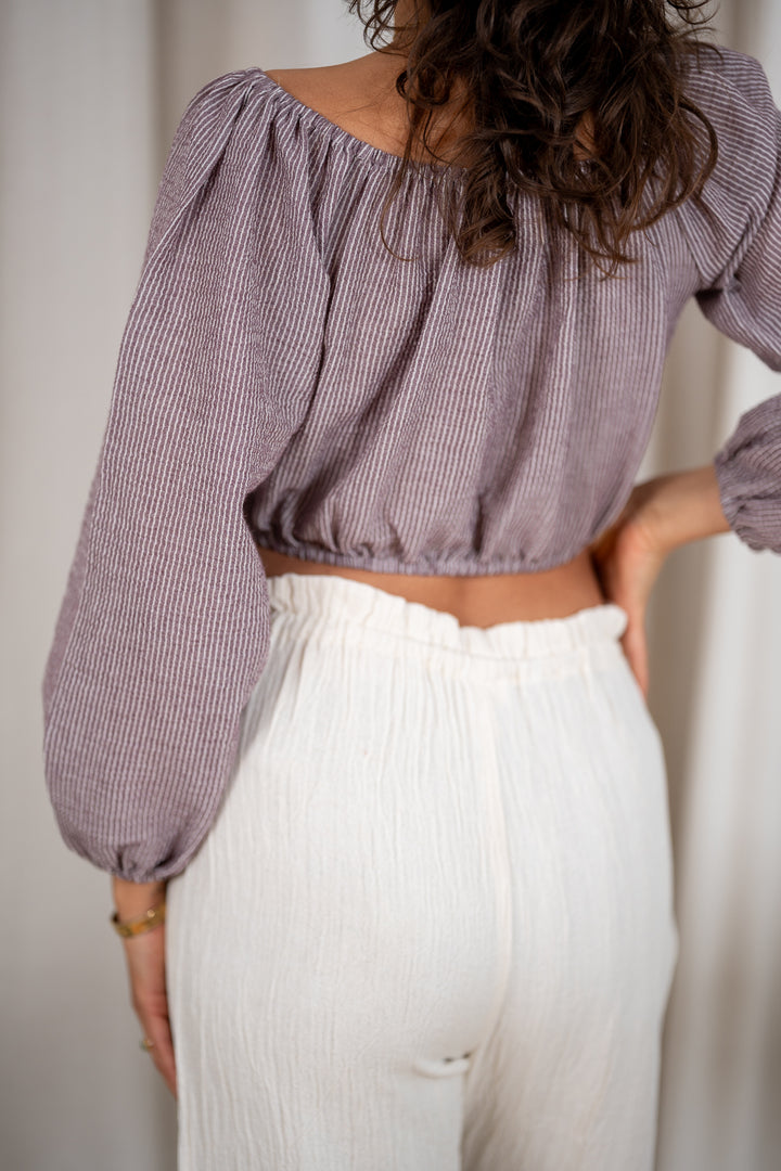 Laura Bluse mit Leinen