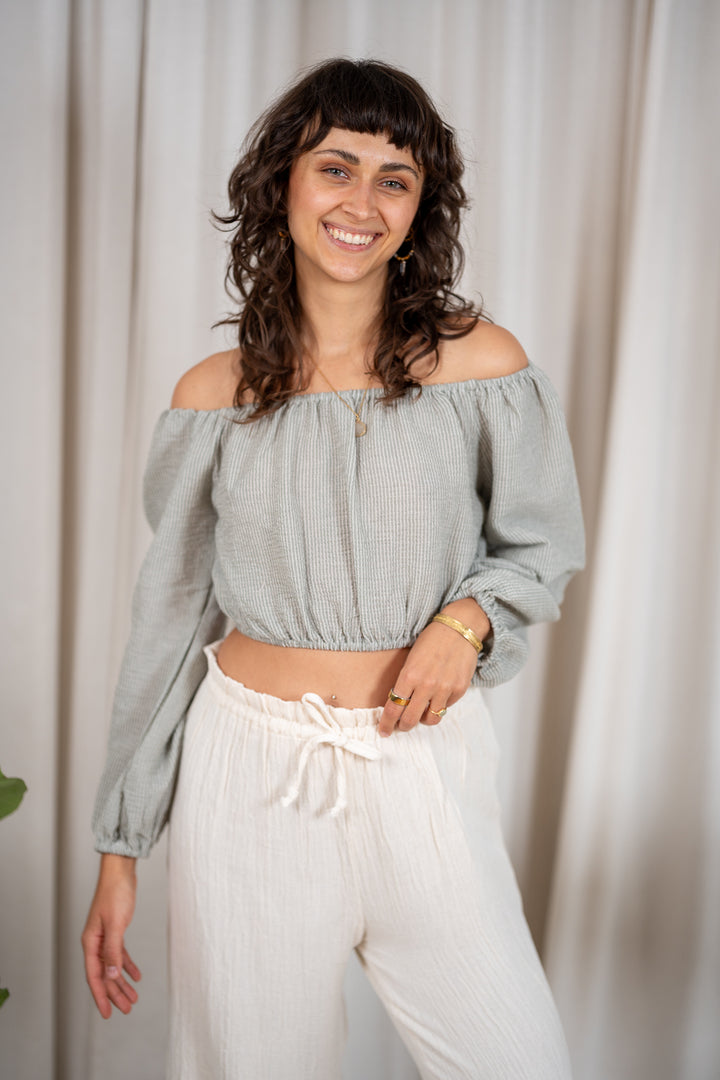Laura Bluse mit Leinen