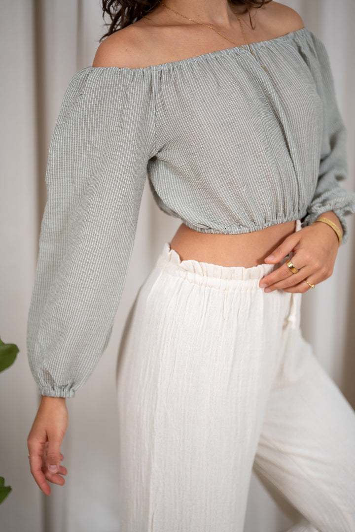 Laura Bluse mit Leinen
