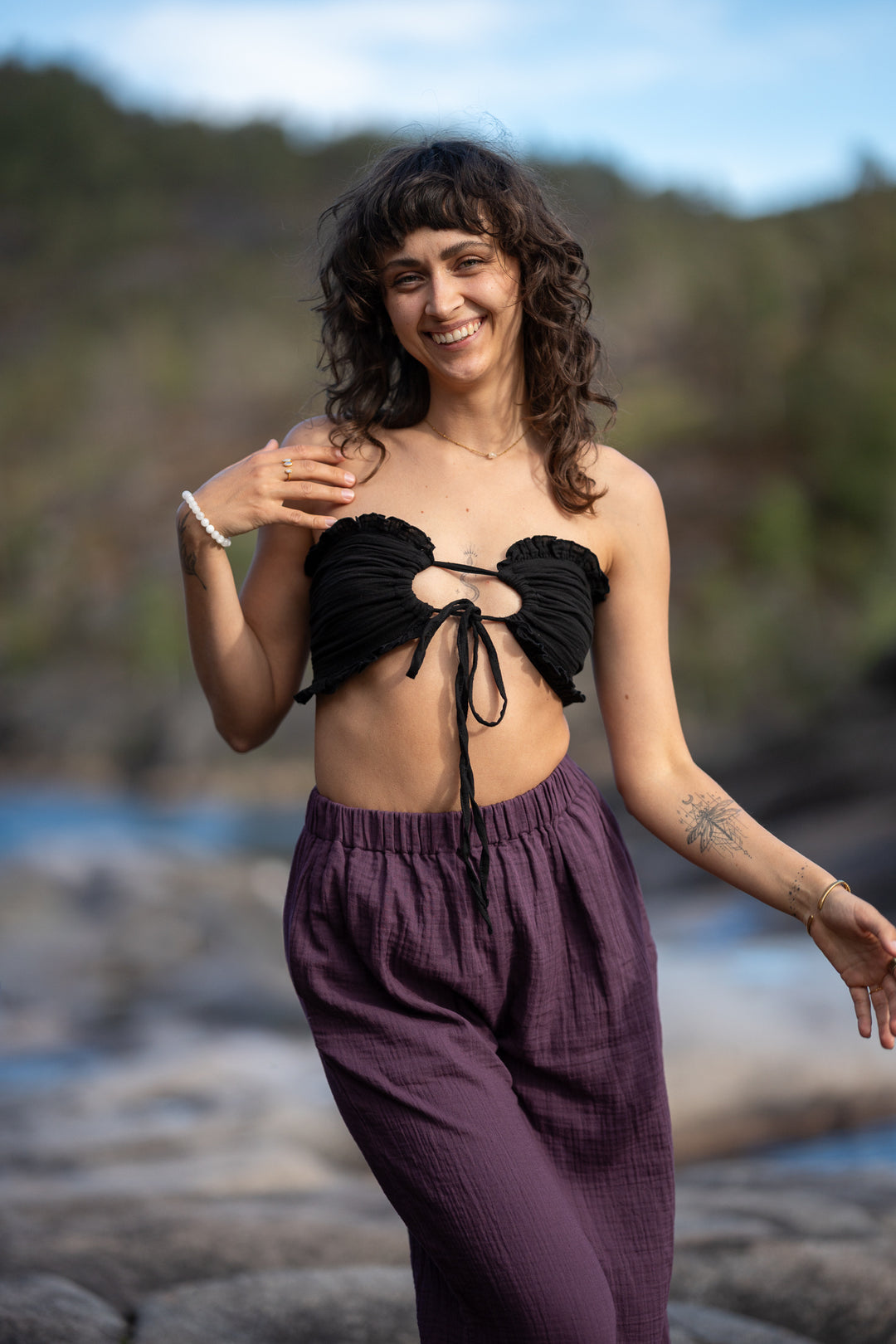 Halterneck Top with Ruffles