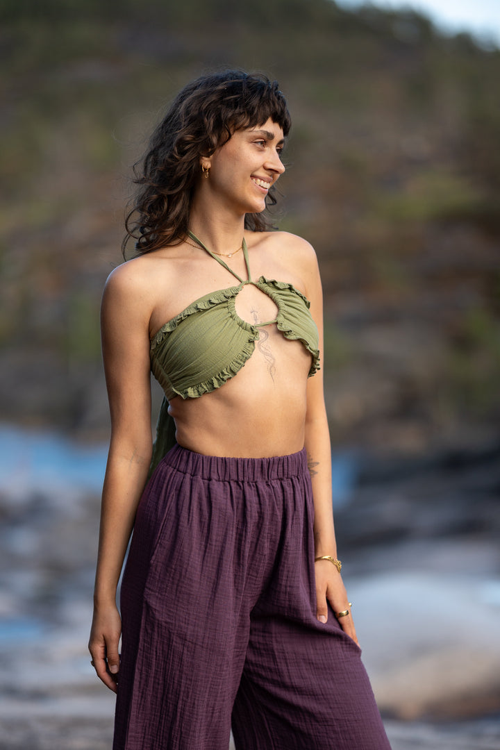 Halterneck Top with Ruffles