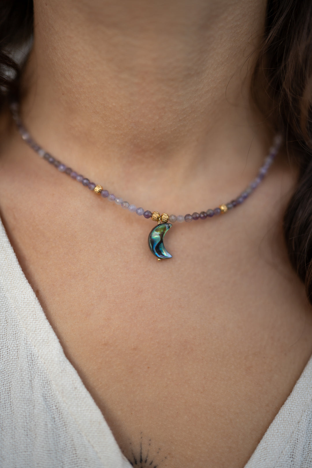 Luna Abalone Choker - Amethyst und Spinel