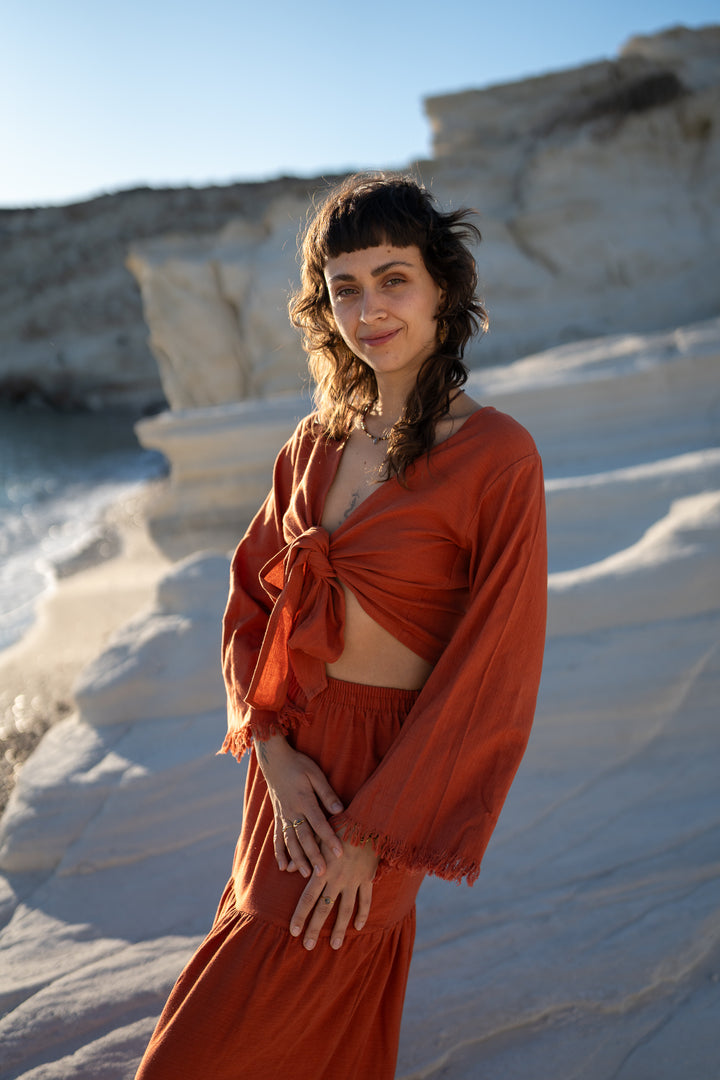 Cassia Wickeltop mit Fransen