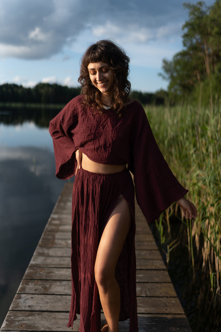 Levana muslin wrap top 