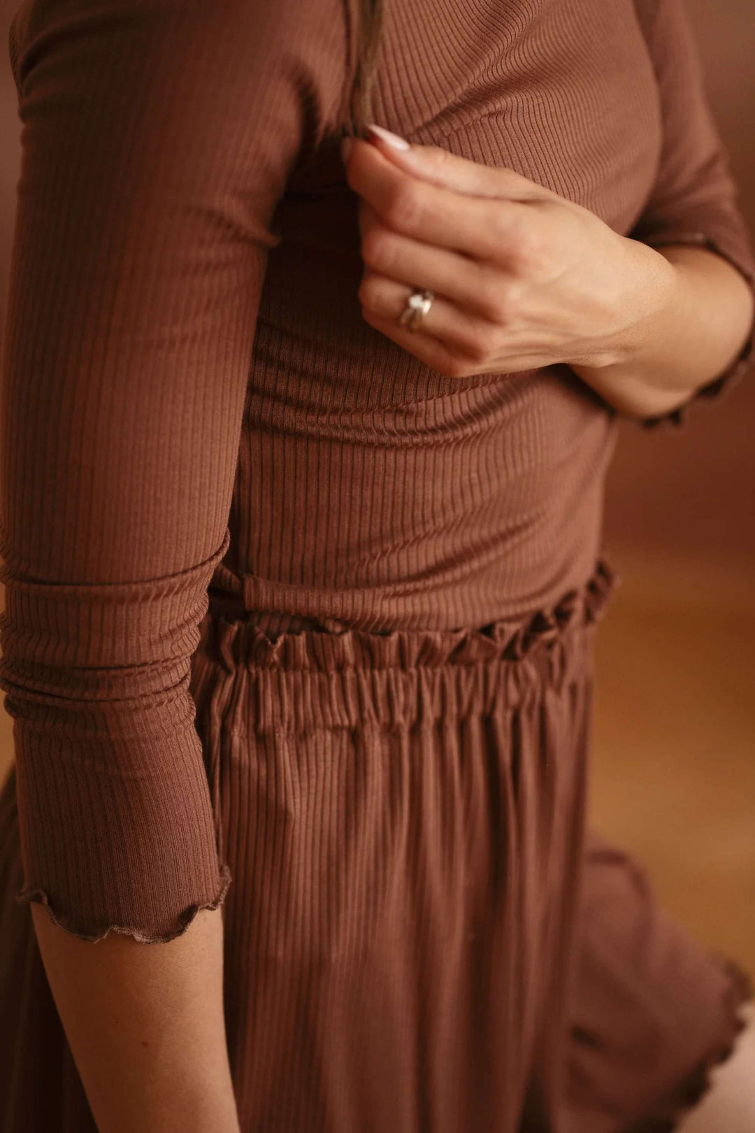 Rippshirt aus Modal mit langen Ärmeln