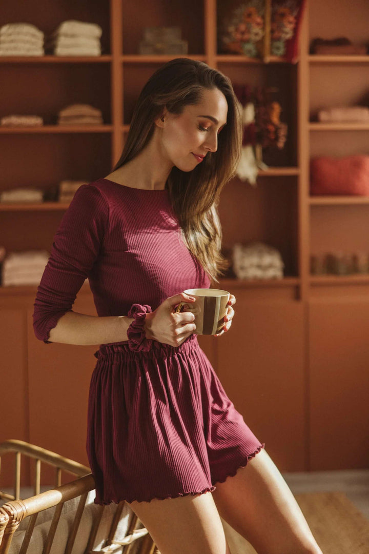 Rippshirt aus Modal mit langen Ärmeln