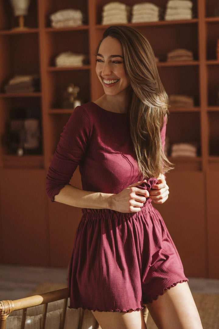 Rippshirt aus Modal mit langen Ärmeln