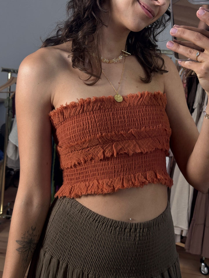 Fringe Bustier Terracotta