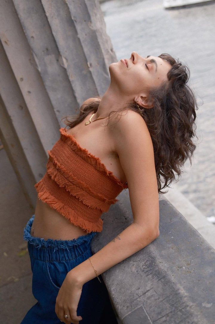 Fringe Bustier Terracotta