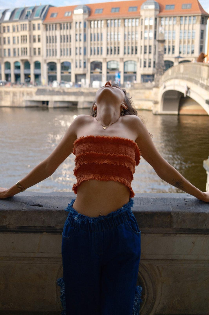 Fringe Bustier Terracotta