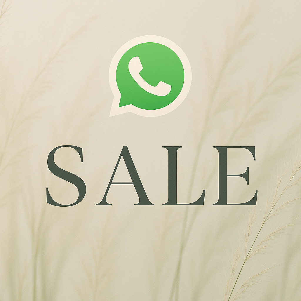 Whatsapp SALE in beige salbei gehalten im hintergrund zierliche gräser